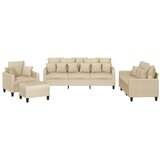  4-dijelni set sofa s jastucima krem od tkanine | shoptok.hr