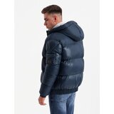 Ombre Warm men's puffer jacket with welts - navy blue | Eponuda.ba