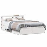 Maison Chic Posteljni okvir - Dvoposteljna postelja - Zakonska postelja z vzglavjem bel 150x200 cm trdna borovina, (21694113) | Shoptok.si