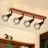 Nettlife 4 črne stropne svetilke E14 starinski les, kovinske, 350° nastavljive stropne svetilke , max 25W, (22116981) Cene