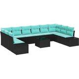 vidaXL Vrtna sedežna garnitura z blazino 11 pcs Črna in turkizna, (5000021135) | Shoptok.si