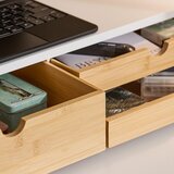 SoBuy stojalo za monitor z predalom dvigalo za mizo bela, (5000009210) | Shoptok.si