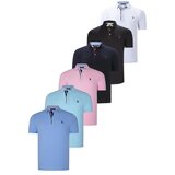 Dewberry SIX SET T8582 MENS T-SHIRT-BLACK-WHITE-NAVY BLUE-PINK-CYAN-LIGHT BLUE Cijene