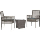  3-delni vrtnarski bistro set s blazinami sivo poli ratan, (22015405) | Shoptok.si