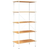 vidaXL 5-nadstropni regal s policami bel in hrast 80x40x163 cm | Shoptok.si
