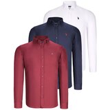 Dewberry TRIPLE SET G725 MEN'S SHIRT-WHITE-LACQUERED-BURGUNDY Cijene