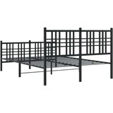 vidaXL Kovinski posteljni okvir z vzglavjem in vznožjem črn 120x190 cm | Shoptok.si