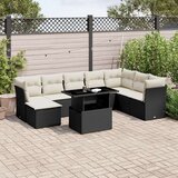  9-dijelni set vrtnih sofa s jastucima crni od poliratana | shoptok.hr