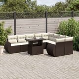 vidaXL 10-dijelni set vrtnih sofa od poliratana s jastucima smeđi | shoptok.hr