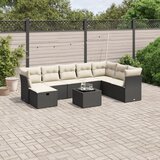 vidaXL 9-dijelni set vrtnih sofa s jastucima crni od poliratana | shoptok.hr