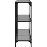  Konzolni stol s crnom staklenom površinom 98x30x81 cm čelični | shoptok.hr