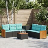  Set sofe 8 kom. Crna i Plava Poli Rattan i čelik | shoptok.hr