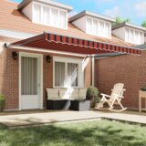 vidaXL Avtomatska retraktibilna tenda z LED v rumeni in oranžni barvi 400x350 cm | Shoptok.si