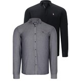 Dewberry DUAL SET G674 MENS SHIRTS-BLACK-SMOKED | shoptok.hr