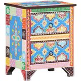  Ručno obojeni noćni ormarić 40 x 30 x 50 cm masivno drvo manga Šarena | Shoptok.si