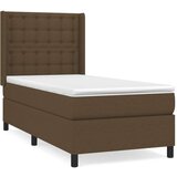  Box spring postelja z vzmetnico temno rjav 90x190 cm blago, (20901439) | Shoptok.si