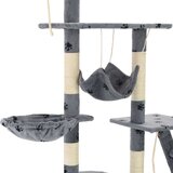  Penjalica za mačke sa stupovima za grebanje od sisala 230 - 250 cm siva s uzorkom šapa | shoptok.hr