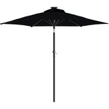 Vrtni suncobran s čeličnom šipkom LED crni 225 x 225 x 212 cm | shoptok.hr