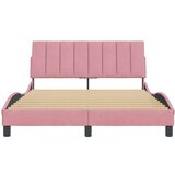  Okvir za krevet s uzglavljem ružičasti 140x190 cm baršunasti | shoptok.hr