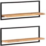 vidaXL Zidne police 2 kom 100 x 24 x 35 cm masivni bagrem i čelik Cijene