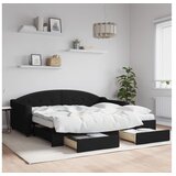 vidaXL Izvlečna dnevna postelja s predali črna 90x190 cm bla | Shoptok.si