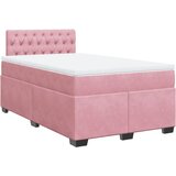 vidaXL Box spring postelja z vzmetnico roza 120x200 cm žamet, (21308499) | Shoptok.si