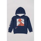 Zippy Otroški bombažen pulover x Spiderman mornarsko modra barva, s kapuco | Shoptok.si