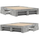  Okvir kreveta boja betona 135 x 190 cm od konstruiranog drva | shoptok.hr