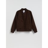 Reserved Bomber jakna od umjetne brušene kože - tamnosmeđe | shoptok.hr