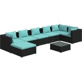  8-dijelna vrtna garnitura od poliratana s jastucima crna | shoptok.hr