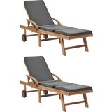 The Living Store Ležalnik z blazinami 2 kosa iz trdne tikovine temno siv - Ležalnik, (21483461) | Shoptok.si