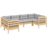  6-dijelna vrtna garnitura od borovine sa sivim jastucima | shoptok.hr