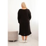 Kesi Włoski Plus Size women's oversized sweater dress with mohair and pocket brown | Shoptok.si