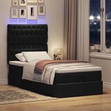 vidaXL Otomanski posteljni okvir z vzmetnico črn 80x200 cm blago | Shoptok.si