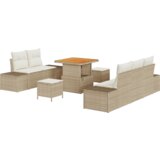  8-delni modularni komplet vrtnarskih kavčev z blazinami bež poli ratan akacija | Shoptok.si