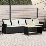 vidaXL Vrtna sofa 5-sjed s jastucima crni poliratan | shoptok.hr