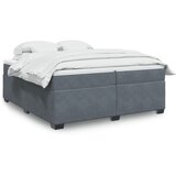 vidaXL Box spring postelja z vzmetnico temno siva 200x200 cm žamet Cene