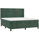  Box spring postelja z vzmetnico LED tem. zelena 180x200cm žamet | Shoptok.si