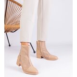 Gemre Beige Mesh Heeled Ankle Boots Melarka | Shoptok.si