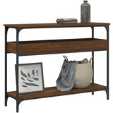 vidaXL Konzolna mizica s polico rjavi hrast 100x29x75 cm inž. les | Shoptok.si