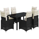 vidaXL Vrtna bistro garnitura 7-delna z blazinami črn poli ratan | Shoptok.si