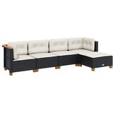  5-dijelna vrtna garnitura od poliratana s jastucima crna 63.5 x 56 x 32 cm | Shoptok.si