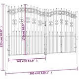  Vrata za ogradu sa šiljcima crna 305x223 cm čelična | shoptok.hr