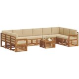  Set vanjskih sofa 11 pcs Prirodna i bež Čvrsto drvo akacije | Eponuda.com