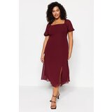 Trendyol Curve Plus Size Dress - Burgundy - A-line Cene