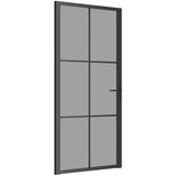 vidaXL Notranja vrata 93x201,5 cm črno ESG steklo in aluminij, (20766385) | Shoptok.si
