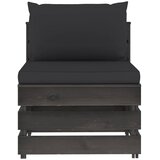  Modularna srednja sofa s jastucima od sivo impregniranog drva Crna | shoptok.hr