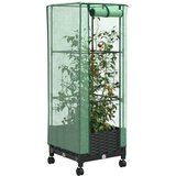  Vrtna saksija s pokrovom staklenika i kotačima Crna PP - Crna 40 x 40 x 123 cm s kotačima | shoptok.hr