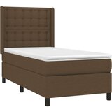  Box spring postelja z vzmetnico temno rjav 90x190 cm blago, (20901439) | Shoptok.si