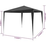 vidaXL Šotor za zabave 3x3 m PE antracit | Shoptok.si